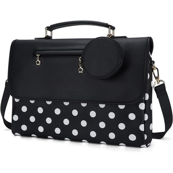 𝅺laptop Shoulder Bag for 13-15 inch, Polka Dot-black